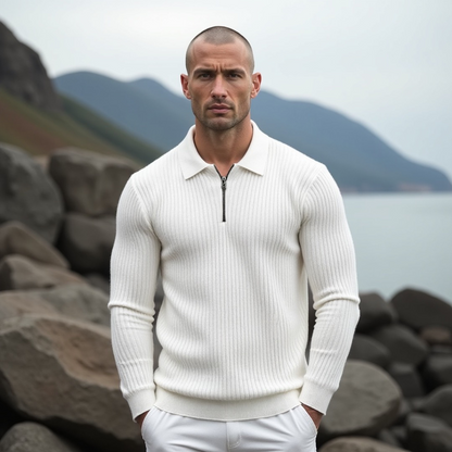 Escher Luxe™ – Der Gerippte Halbreißverschluss-Pullover